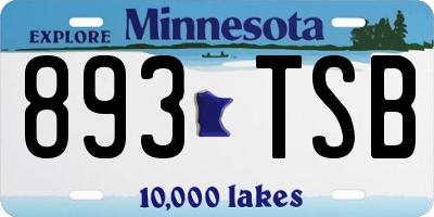 MN license plate 893TSB