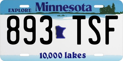 MN license plate 893TSF