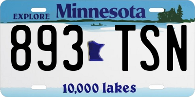 MN license plate 893TSN