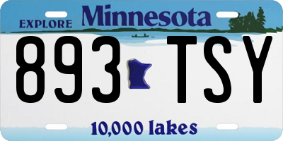 MN license plate 893TSY