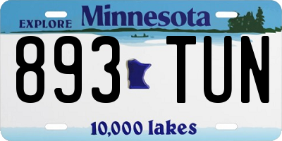 MN license plate 893TUN