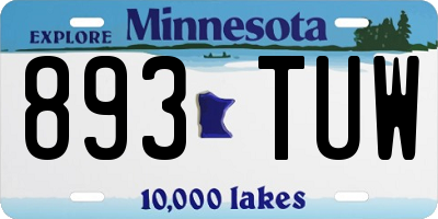 MN license plate 893TUW