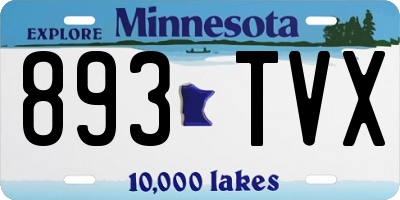 MN license plate 893TVX