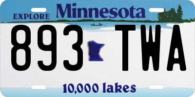 MN license plate 893TWA