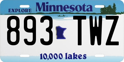 MN license plate 893TWZ