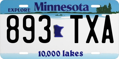 MN license plate 893TXA