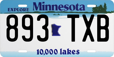 MN license plate 893TXB