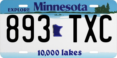 MN license plate 893TXC