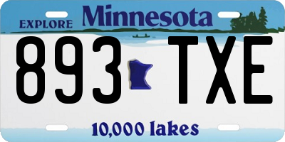 MN license plate 893TXE