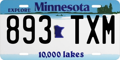 MN license plate 893TXM