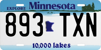 MN license plate 893TXN