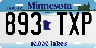 MN license plate 893TXP