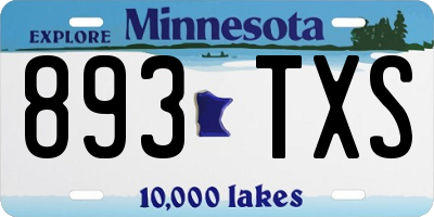MN license plate 893TXS