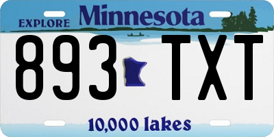 MN license plate 893TXT