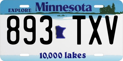 MN license plate 893TXV