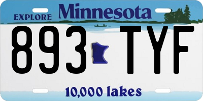MN license plate 893TYF