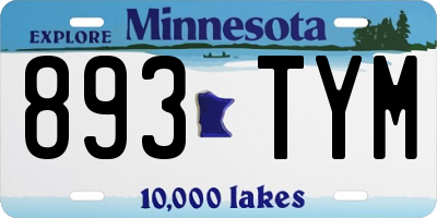 MN license plate 893TYM
