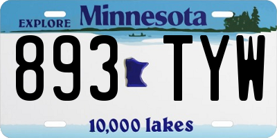 MN license plate 893TYW