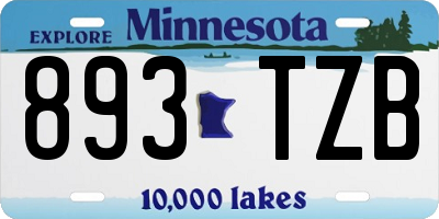 MN license plate 893TZB