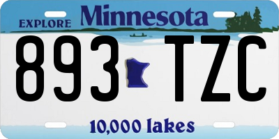 MN license plate 893TZC