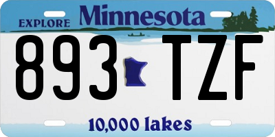 MN license plate 893TZF