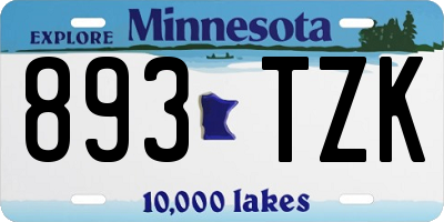 MN license plate 893TZK