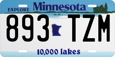 MN license plate 893TZM