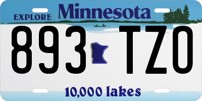 MN license plate 893TZO