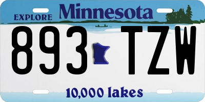 MN license plate 893TZW