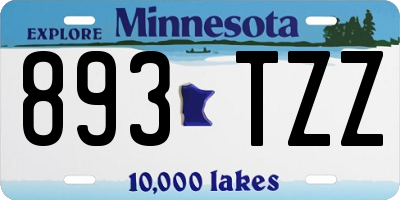 MN license plate 893TZZ