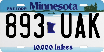 MN license plate 893UAK