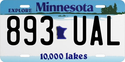 MN license plate 893UAL