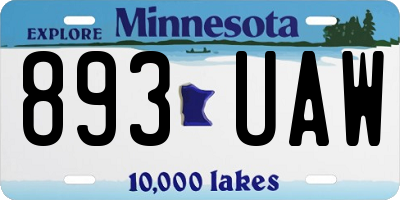 MN license plate 893UAW