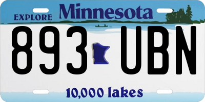 MN license plate 893UBN