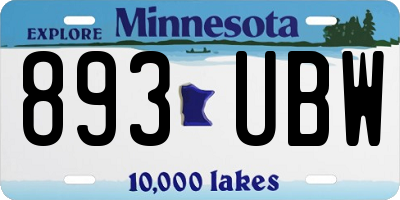 MN license plate 893UBW