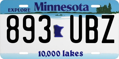 MN license plate 893UBZ