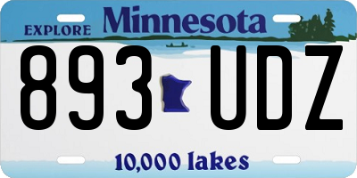 MN license plate 893UDZ