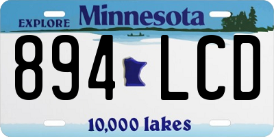 MN license plate 894LCD