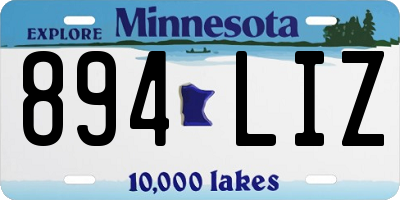 MN license plate 894LIZ