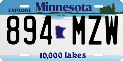MN license plate 894MZW