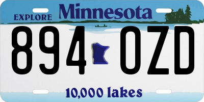 MN license plate 894OZD