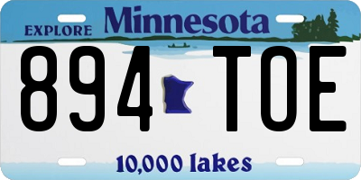 MN license plate 894TOE