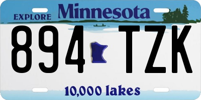 MN license plate 894TZK