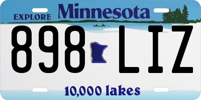 MN license plate 898LIZ