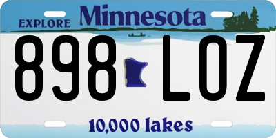 MN license plate 898LOZ