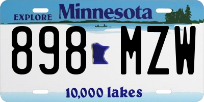 MN license plate 898MZW