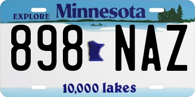 MN license plate 898NAZ