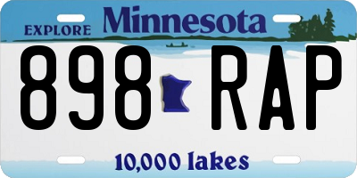 MN license plate 898RAP