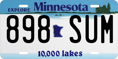 MN license plate 898SUM
