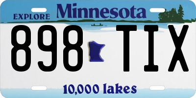 MN license plate 898TIX